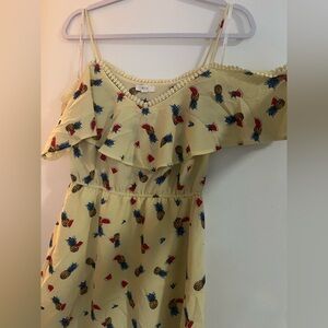 Butter-Yellow Off-The-Shoulder Sleeve Dress with Straps